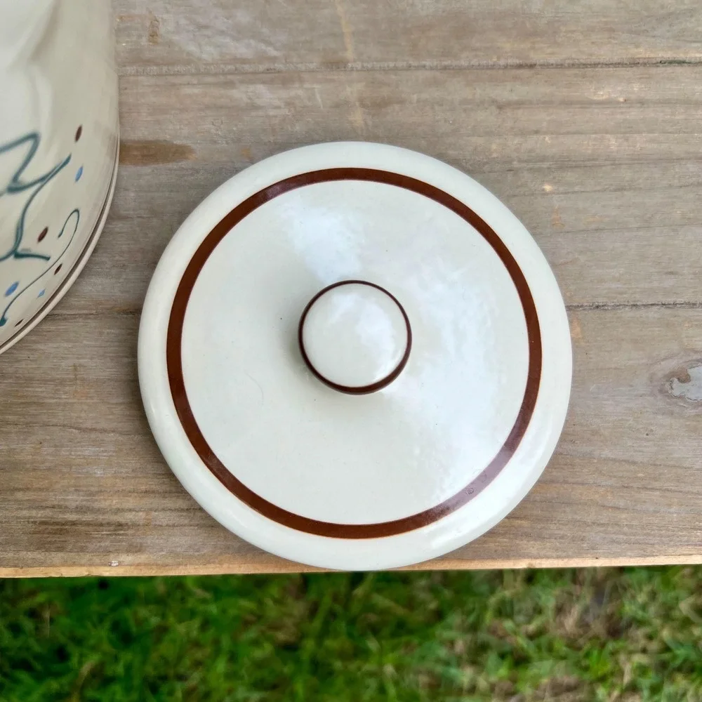 LL Bean Vintage Log Cabin Stoneware Cookie Jar